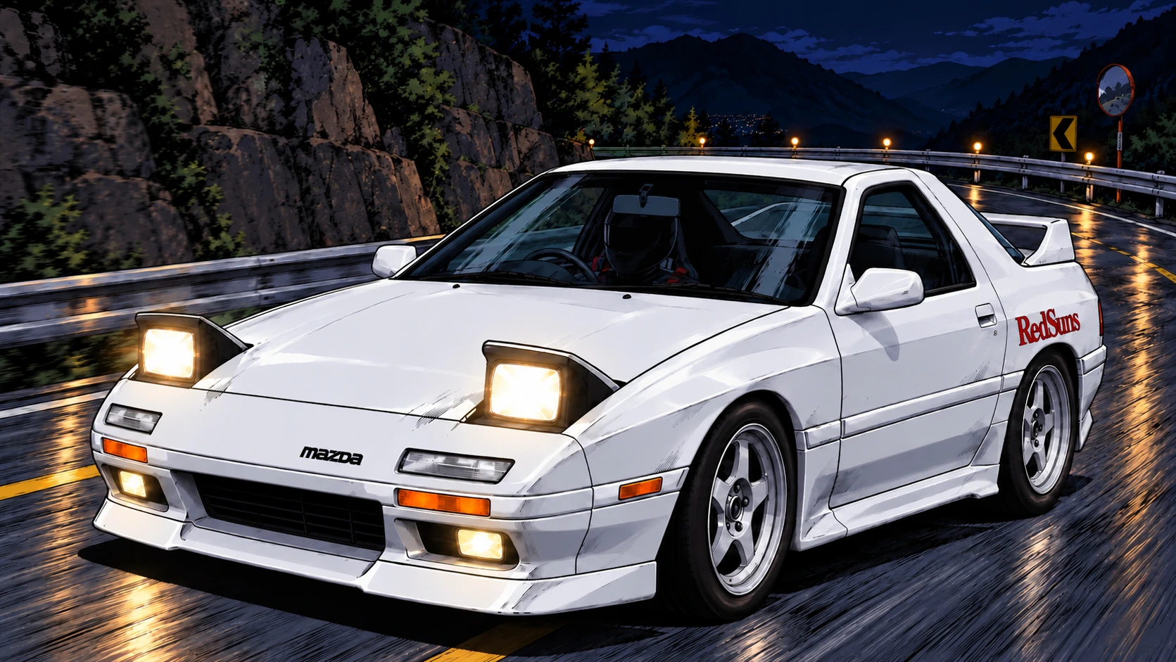 White Mazda RX-7 FC
